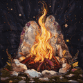 Evening Magic. Bonfire under the Rock Cross Stitch Pattern (PDF + XSD) - Cross Stitch Pattern - LOSKUTOK