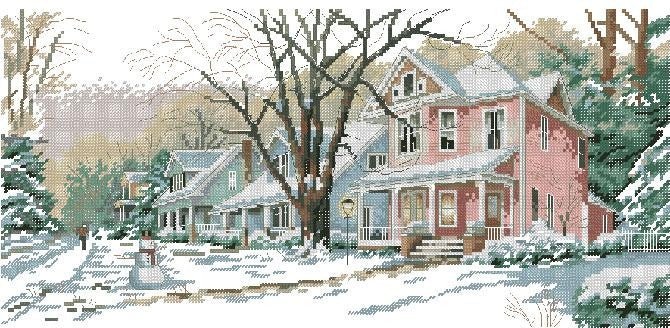 Festive winter Cross Stitch Pattern (PDF + XSD) - Cross Stitch Pattern - LOSKUTOK