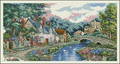 English Village by the River Cross Stitch Pattern (PDF + XSD)