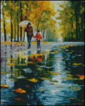 With Mom in the Rain Cross Stitch Pattern (PDF + XSD)
