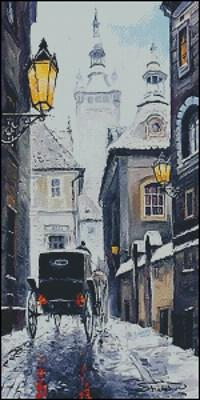 Prague street Cross Stitch Pattern (PDF + XSD)