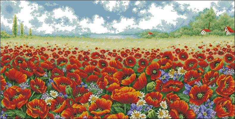 Summer Poppy Meadow Cross Stitch Pattern (PDF + XSD)
