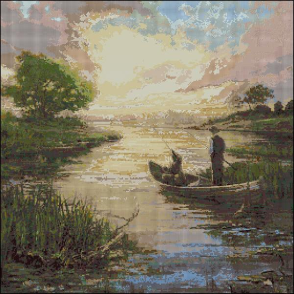 Fishing Cross Stitch Pattern (PDF + XSD)