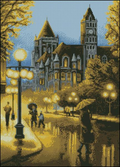 Rainy Evening in the Old City Cross Stitch Pattern (PDF + XSD)