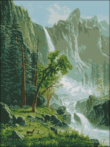 Majestic Waterfall Cross Stitch Pattern (PDF + XSD)
