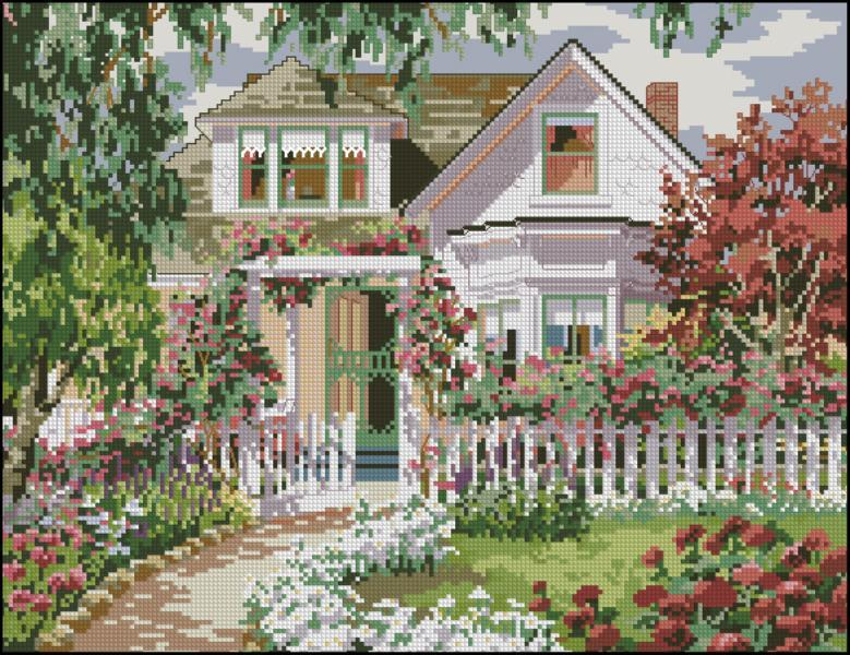 Summer Cottage Garden Cross Stitch Pattern (PDF + XSD)