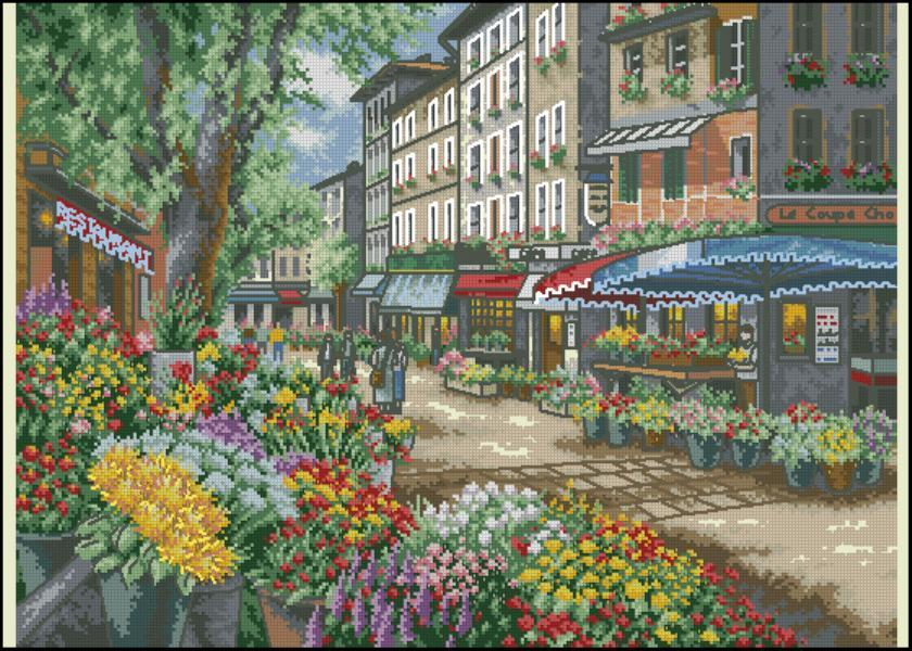 Flowers of Paris Cross Stitch Pattern (PDF + XSD)