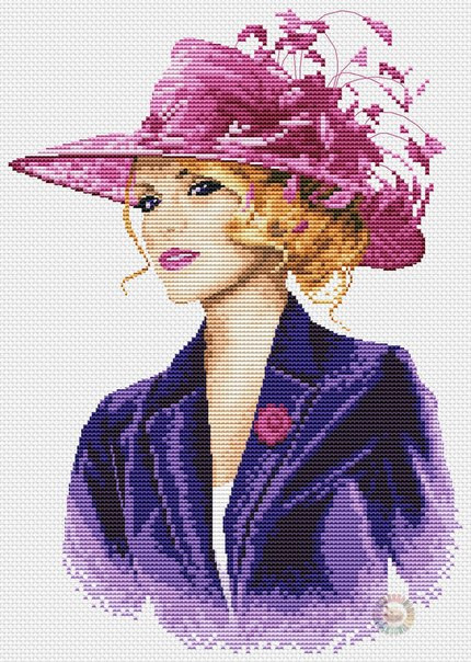 Lady in Purple Cross Stitch Pattern (PDF + XSD)