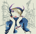 Paris Street Girl Cross Stitch Pattern (PDF + XSD)