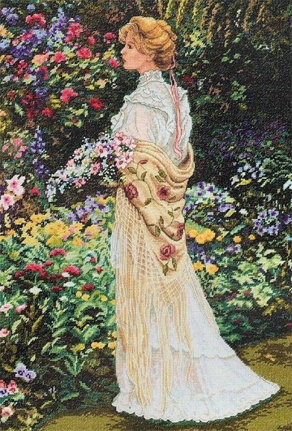 The Girl in the Garden Cross Stitch Pattern (PDF + XSD)