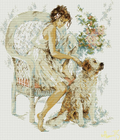 A Girl with a Dog Cross Stitch Pattern (PDF + XSD)