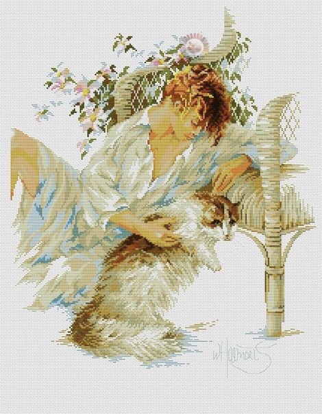 With a cat Cross Stitch Pattern (PDF + XSD)