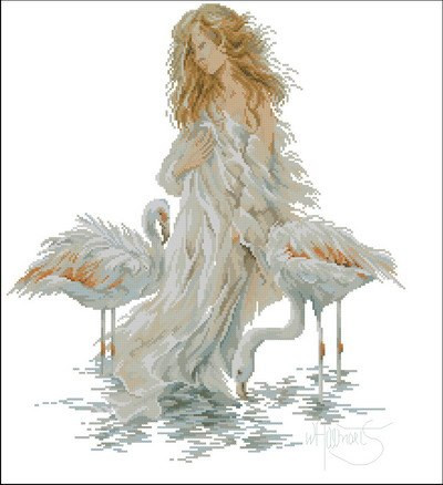 Girl with Flamingo Cross Stitch Pattern (PDF + XSD)