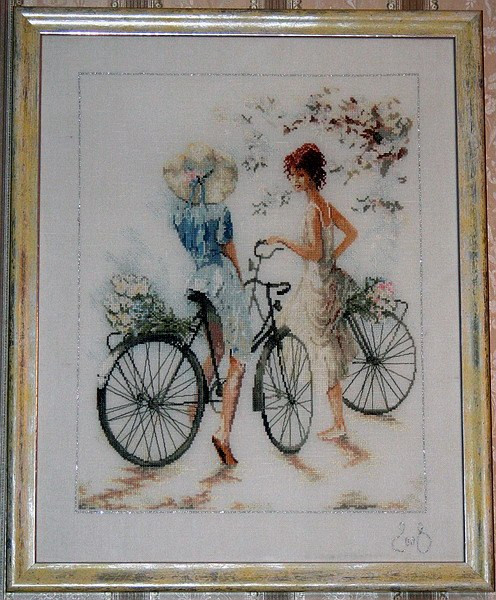 Girls on a Bicycle Cross Stitch Pattern (PDF + XSD)