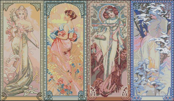 Lady Four Seasons Cross Stitch Pattern (PDF + XSD)