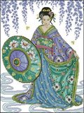Geisha in the garden Cross Stitch Pattern (PDF + XSD)
