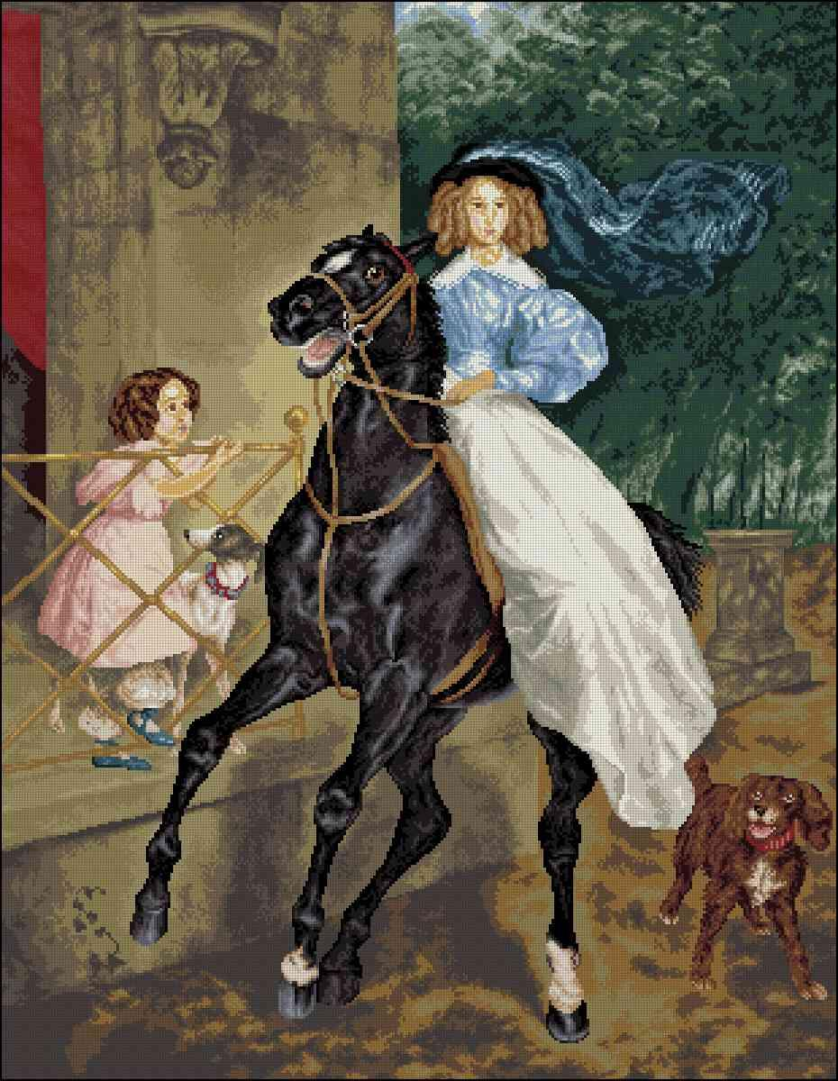 Horsewoman Cross Stitch Pattern (PDF + XSD)