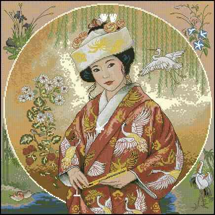 Japanese Maiden Cross Stitch Pattern (PDF + XSD)
