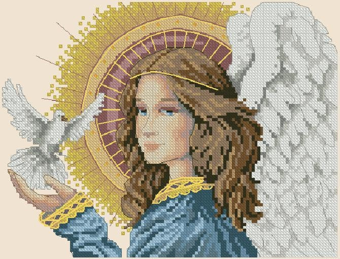Heavenly Grace — Angel with a Dove Cross Stitch Pattern (PDF + XSD)