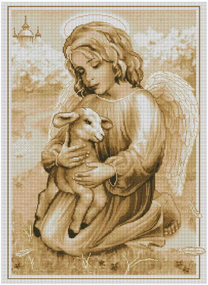Angel with a Goat Cross Stitch Pattern (PDF + XSD)