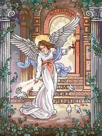 Angel Feeding the Doves Cross Stitch Pattern (PDF + XSD)