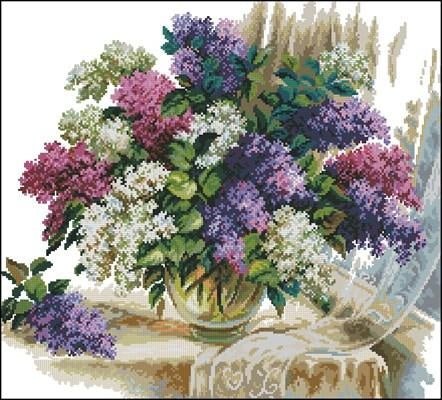 Lilac Scent Cross Stitch Pattern (PDF + XSD) - Cross Stitch Pattern - LOSKUTOK
