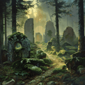 Mystical Fog — Ancient Forest Megaliths Cross Stitch Pattern (PDF + XSD) - Cross Stitch Pattern - LOSKUTOK
