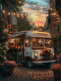 Cozy coffee shops of the world. Van Cross Stitch Pattern (PDF + XSD)
