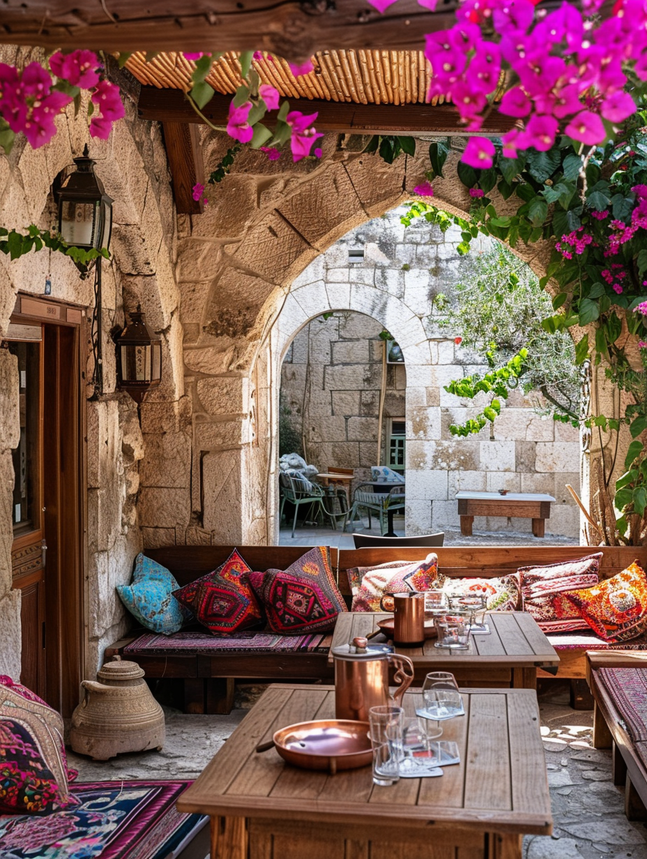 Cozy coffee shops of the world. Turkish courtyard Cross Stitch Pattern (PDF + XSD)