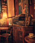 Cozy cafes of the world. Musical coffee shop Cross Stitch Pattern (PDF + XSD)