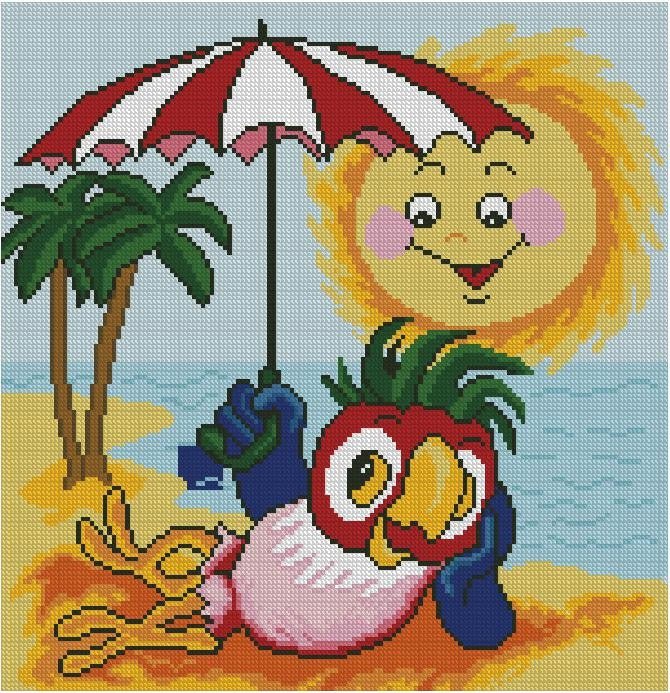 On vacation Cross Stitch Pattern (PDF + XSD) - Cross Stitch Pattern - LOSKUTOK
