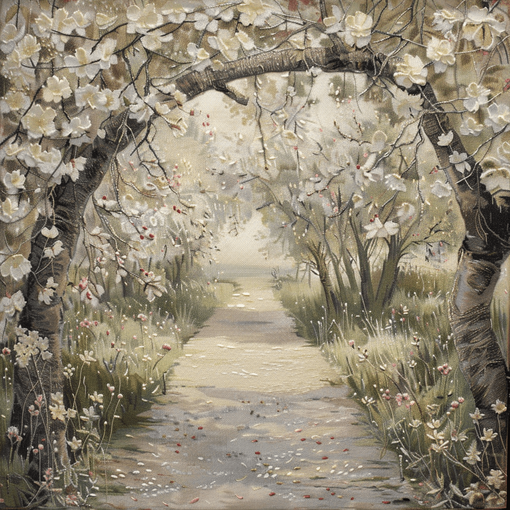 Pastel Masterpieces. An Apple Orchard in Bloom Cross Stitch Pattern (PDF + XSD) - Cross Stitch Pattern - LOSKUTOK