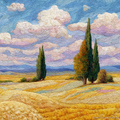 Pastel Masterpieces. Wheat Field with Cypress Trees Cross Stitch Pattern (PDF + XSD) - Cross Stitch Pattern - LOSKUTOK