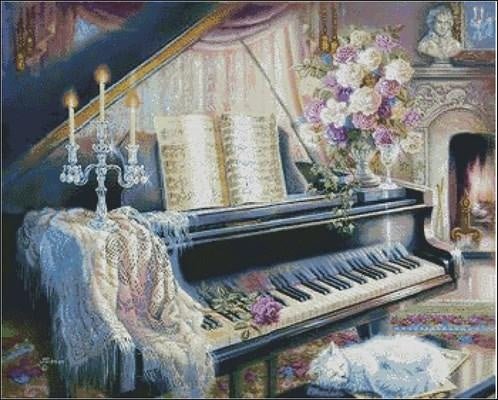 Piano Cross Stitch Pattern (PDF + XSD) - Cross Stitch Pattern - LOSKUTOK