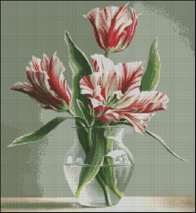 Picturesque tulips Cross Stitch Pattern (PDF + XSD) - Cross Stitch Pattern - LOSKUTOK