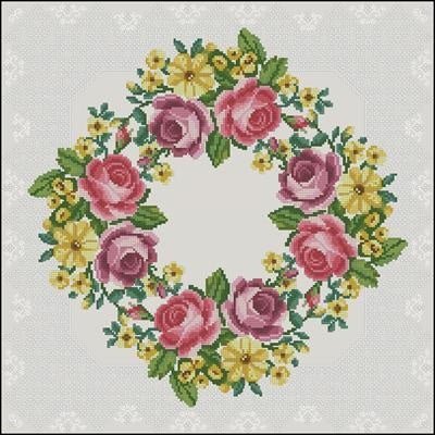 Rose wreath Cross Stitch Pattern (PDF + XSD) - Cross Stitch Pattern - LOSKUTOK