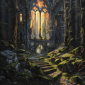 Sanctuary of Ancient Trees — Gothic Nature Landscape Cross Stitch Pattern (PDF + XSD) - Cross Stitch Pattern - LOSKUTOK