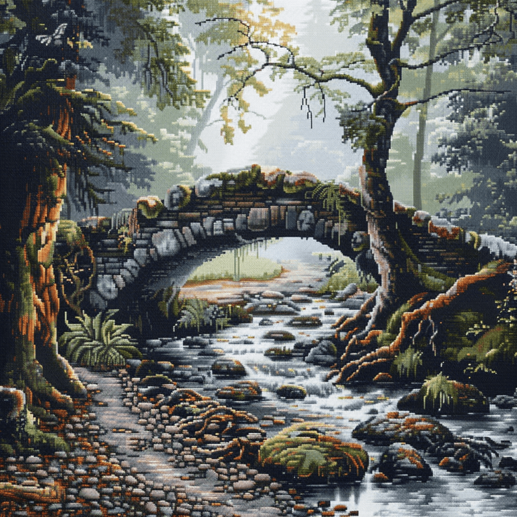 Secrets of the Misty Forest. Old Bridge Cross Stitch Pattern (PDF + XSD) - Cross Stitch Pattern - LOSKUTOK
