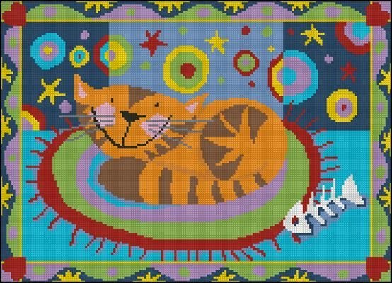 Sleeping Cat Cross Stitch Pattern (PDF + XSD) - Cross Stitch Pattern - LOSKUTOK