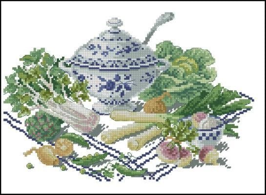 Soup Cross Stitch Pattern (PDF + XSD) - Cross Stitch Pattern - LOSKUTOK