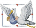 Stork with a boy Cross Stitch Pattern (PDF + XSD) - Cross Stitch Pattern - LOSKUTOK