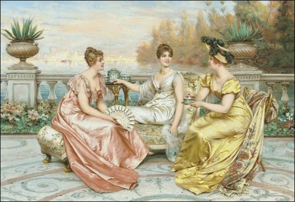 Tea on the terrace Cross Stitch Pattern (PDF + XSD) - Cross Stitch Pattern - LOSKUTOK