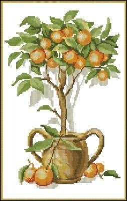 Tree with oranges Cross Stitch Pattern (PDF + XSD) - Cross Stitch Pattern - LOSKUTOK