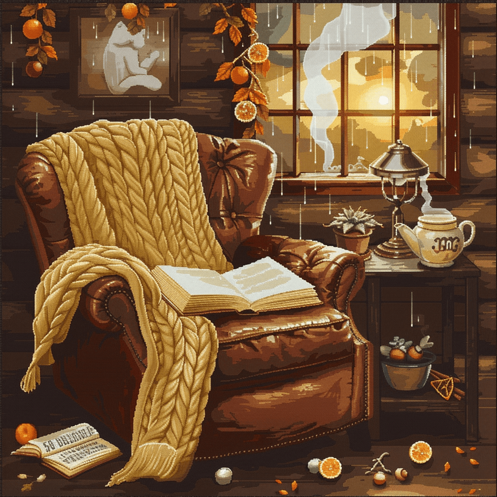 Warm Memories. Cozy Reading Cross Stitch Pattern (PDF + XSD) - Cross Stitch Pattern - LOSKUTOK