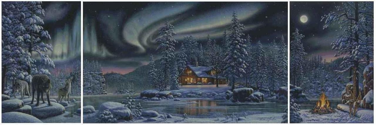 Winter triptych Cross Stitch Pattern (PDF + XSD) - Cross Stitch Pattern - LOSKUTOK