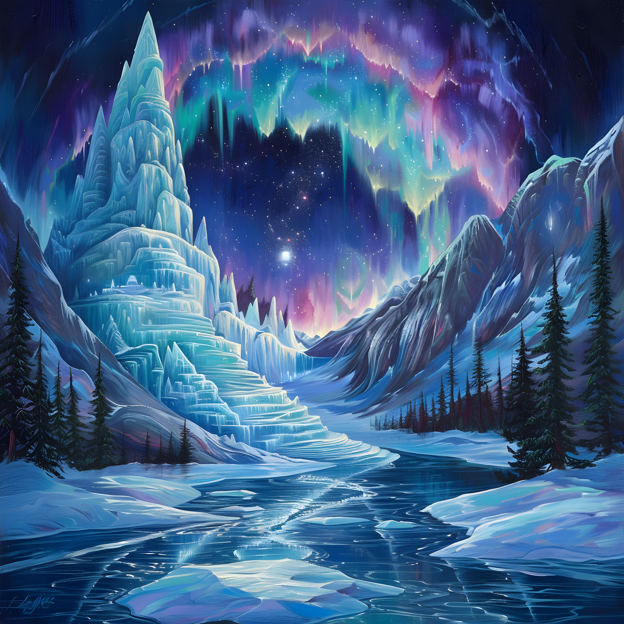 Winter's Breath — Northern Lights Magic Cross Stitch Pattern (PDF + XSD) - Cross Stitch Pattern - LOSKUTOK